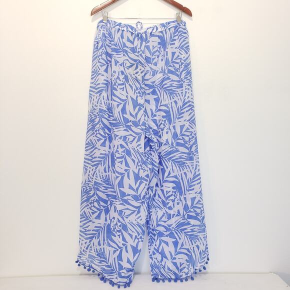 NEW!! Club Z Beach Swim Plus SIZE 2X Pom Pom Petal Leg Blue Coverup Pants Cute - Picture 5 of 10